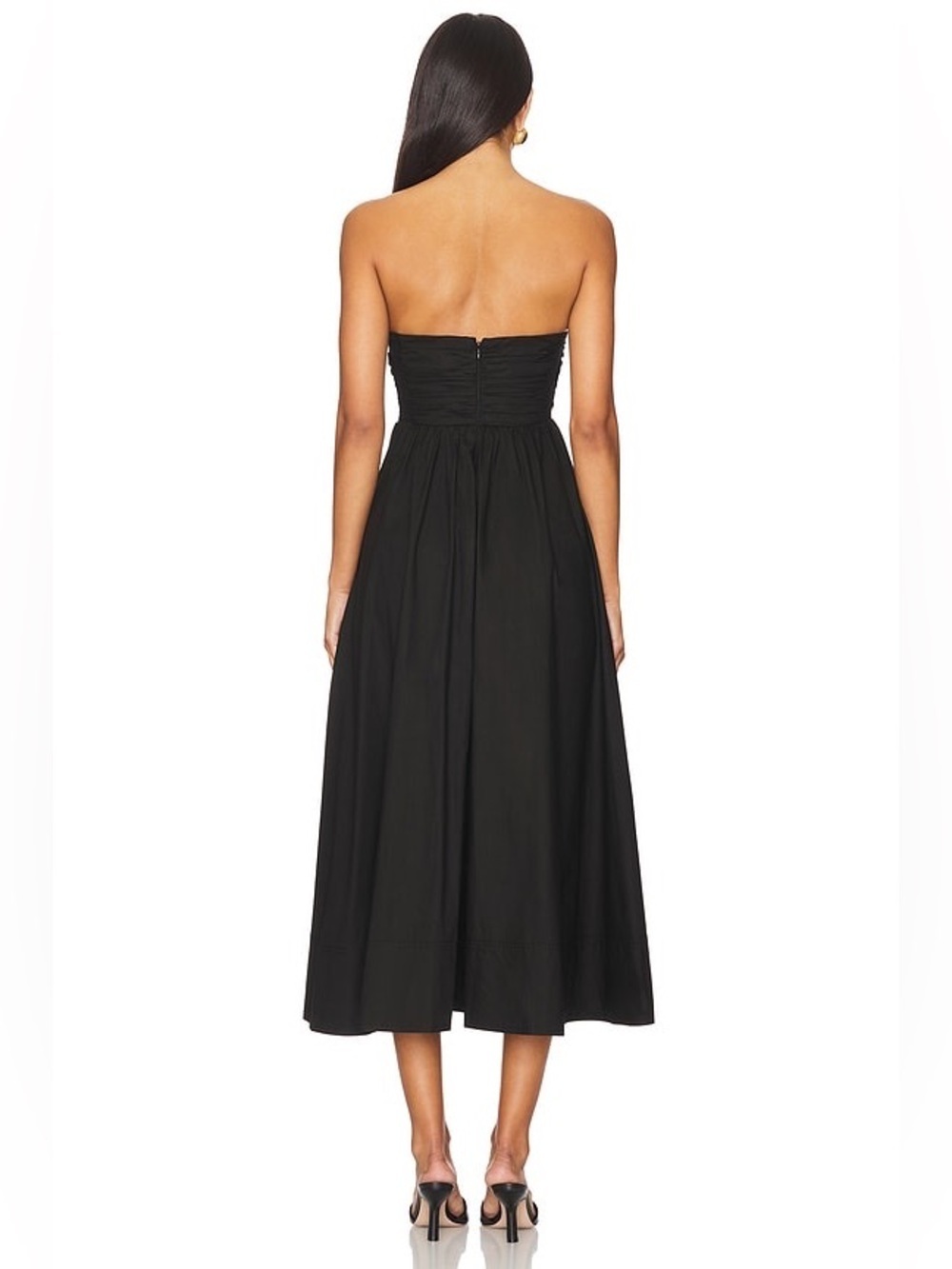 A.L.C Strapless Ruched Bodice Tate Poplin Dress Black - Picture 3 of 10